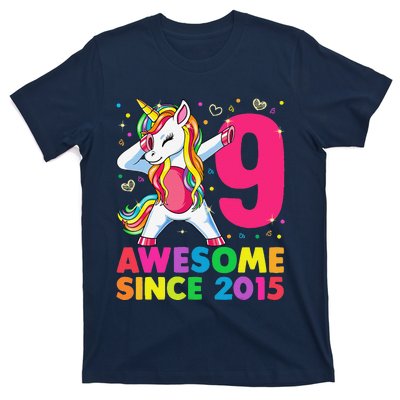 9 Years Old Unicorn Dabbing 9th Birthday Girl Unicorn Party T-Shirt