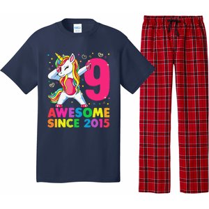 9 Years Old Unicorn Dabbing 9th Birthday Girl Unicorn Party Pajama Set