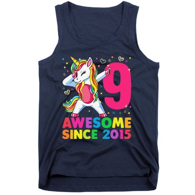 9 Years Old Unicorn Dabbing 9th Birthday Girl Unicorn Party Tank Top