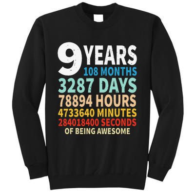 9 Years Old 9th Birthday Gifts Vintage 108 Months Tall Sweatshirt