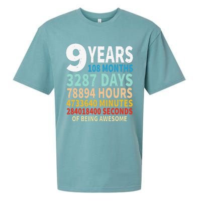 9 Years Old 9th Birthday Gifts Vintage 108 Months Sueded Cloud Jersey T-Shirt