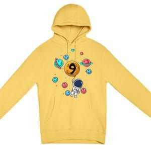 9 Years Old Birthday Gifts Astronaut 9th Birthday Premium Pullover Hoodie