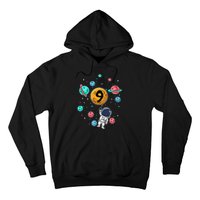 9 Years Old Birthday Gifts Astronaut 9th Birthday Hoodie