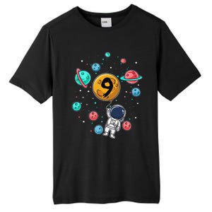 9 Years Old Birthday Gifts Astronaut 9th Birthday Tall Fusion ChromaSoft Performance T-Shirt