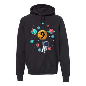 9 Years Old Birthday Gifts Astronaut 9th Birthday Premium Hoodie