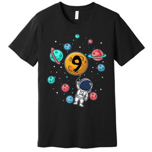 9 Years Old Birthday Gifts Astronaut 9th Birthday Premium T-Shirt