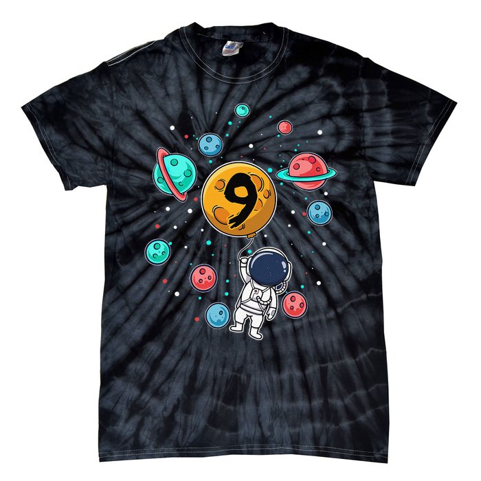 9 Years Old Birthday Gifts Astronaut 9th Birthday Tie-Dye T-Shirt