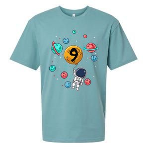 9 Years Old Birthday Gifts Astronaut 9th Birthday Sueded Cloud Jersey T-Shirt