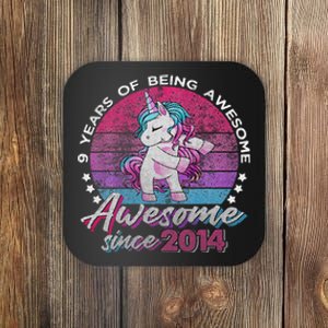 9 Years Old Flossing Unicorn Gifts 9th Birthday Party Coaster