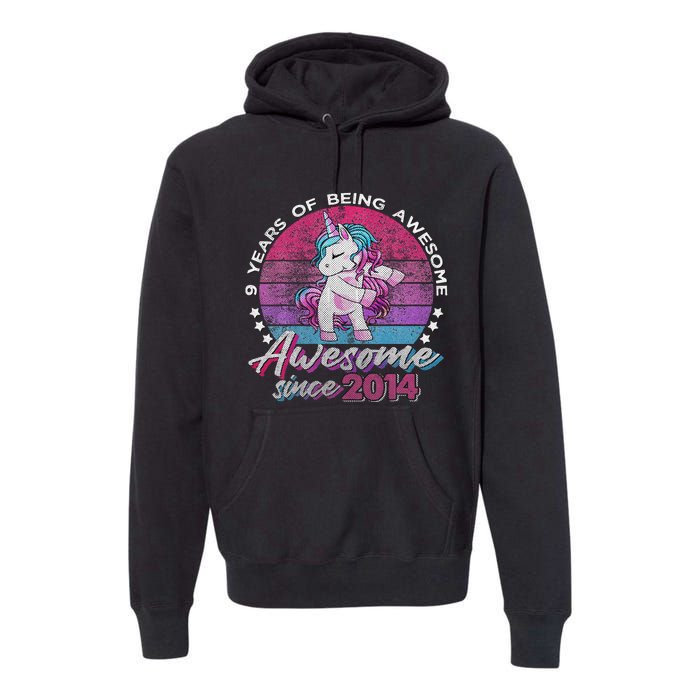 9 Years Old Flossing Unicorn Gifts 9th Birthday Party Premium Hoodie