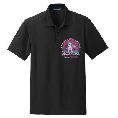 9 Years Old Flossing Unicorn Gifts 9th Birthday Party Dry Zone Grid Polo