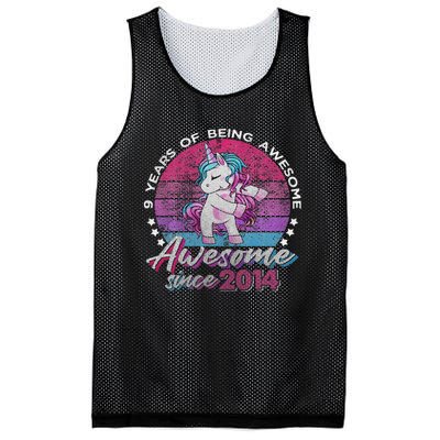 9 Years Old Flossing Unicorn Gifts 9th Birthday Party Mesh Reversible Basketball Jersey Tank