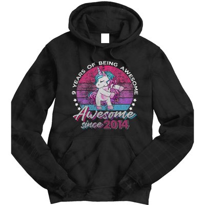 9 Years Old Flossing Unicorn Gifts 9th Birthday Party Tie Dye Hoodie