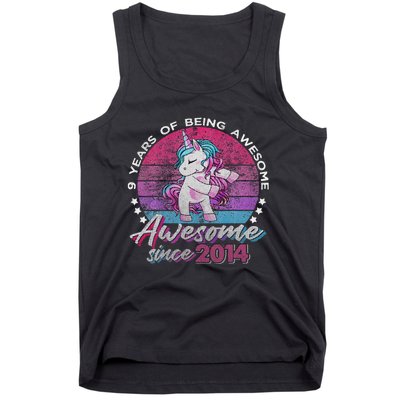 9 Years Old Flossing Unicorn Gifts 9th Birthday Party Tank Top