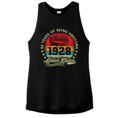 95 Year Old Gifts Vintage 1928 Limited Edition 95th Birthday Ladies PosiCharge Tri-Blend Wicking Tank