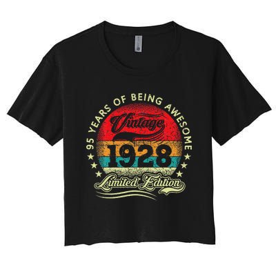 95 Year Old Gifts Vintage 1928 Limited Edition 95th Birthday Women's Crop Top Tee