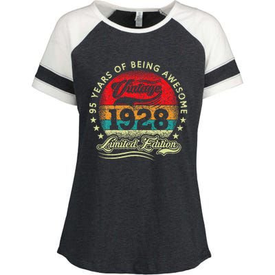 95 Year Old Gifts Vintage 1928 Limited Edition 95th Birthday Enza Ladies Jersey Colorblock Tee