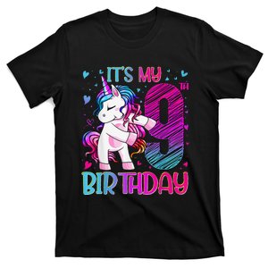 9 Years Old Unicorn Flossing 9th Birthday Unicorn Party T-Shirt