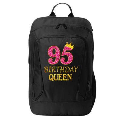 95 Years Old Birthday Present Queen Girl Shirt 95th Birthday Present Pink City Backpack