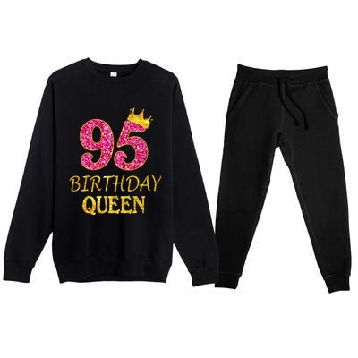 95 Years Old Birthday Present Queen Girl Shirt 95th Birthday Present Pink Premium Crewneck Sweatsuit Set