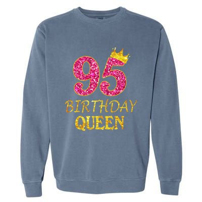 95 Years Old Birthday Present Queen Girl Shirt 95th Birthday Present Pink Garment-Dyed Sweatshirt