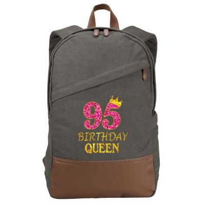 95 Years Old Birthday Present Queen Girl Shirt 95th Birthday Present Pink Cotton Canvas Backpack