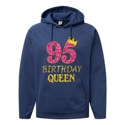 95 Years Old Birthday Present Queen Girl Shirt 95th Birthday Present Pink Performance Fleece Hoodie