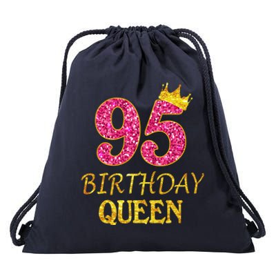 95 Years Old Birthday Present Queen Girl Shirt 95th Birthday Present Pink Drawstring Bag