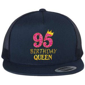 95 Years Old Birthday Present Queen Girl Shirt 95th Birthday Present Pink Flat Bill Trucker Hat