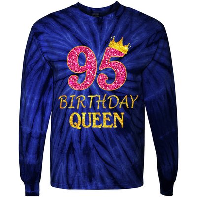 95 Years Old Birthday Present Queen Girl Shirt 95th Birthday Present Pink Tie-Dye Long Sleeve Shirt