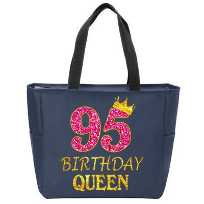 95 Years Old Birthday Present Queen Girl Shirt 95th Birthday Present Pink Zip Tote Bag