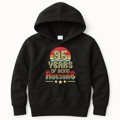 95 Years Of Being Awesome 95 Years Old 95th Birthday Retro Kids Hoodie