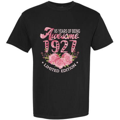 95 Year Old Pink Vintage 1927 bday gift 95th Birthday Present Wo Garment-Dyed Heavyweight T-Shirt