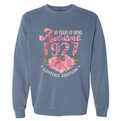 95 Year Old Pink Vintage 1927 bday gift 95th Birthday Present Wo Garment-Dyed Sweatshirt