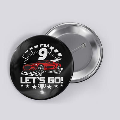9 Year Old Race Car 9th Birthday Racing Racecar Button