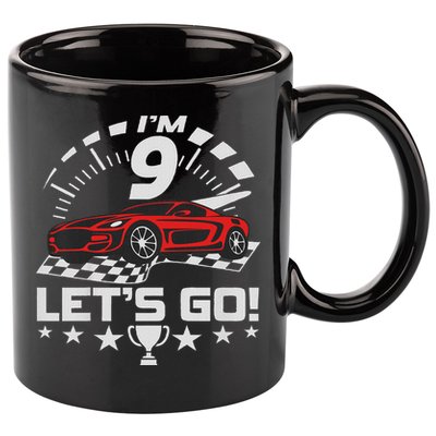 9 Year Old Race Car 9th Birthday Racing Racecar 11oz C Handle Ceramic Mug