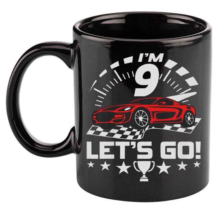 9 Year Old Race Car 9th Birthday Racing Racecar 11oz C Handle Ceramic Mug