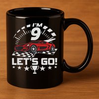 9 Year Old Race Car 9th Birthday Racing Racecar 11oz C Handle Ceramic Mug