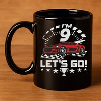 9 Year Old Race Car 9th Birthday Racing Racecar 11oz C Handle Ceramic Mug