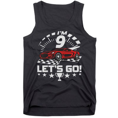 9 Year Old Race Car 9th Birthday Racing Racecar Tank Top