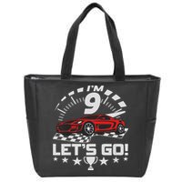 9 Year Old Race Car 9th Birthday Racing Racecar Zip Tote Bag