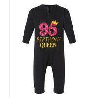 95 Years Old Birthday Queen Girl Shirt 95th Birthday Pink Infant Fleece One Piece