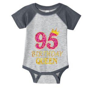 95 Years Old Birthday Queen Girl Shirt 95th Birthday Pink Infant Baby Jersey Bodysuit