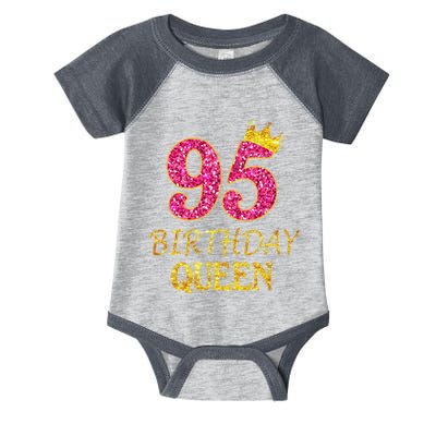 95 Years Old Birthday Queen Girl Shirt 95th Birthday Pink Infant Baby Jersey Bodysuit