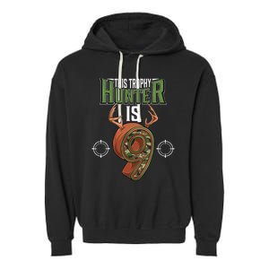 9 Year Old Hunting 9th Birthday Party Deer Hunter Garment-Dyed Fleece Hoodie