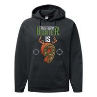 9 Year Old Hunting 9th Birthday Party Deer Hunter Performance Fleece Hoodie