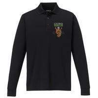 9 Year Old Hunting 9th Birthday Party Deer Hunter Performance Long Sleeve Polo