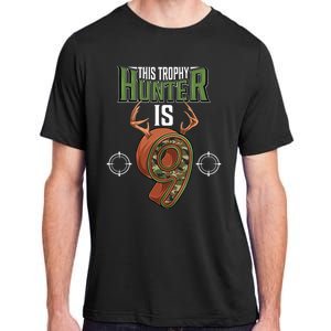 9 Year Old Hunting 9th Birthday Party Deer Hunter Adult ChromaSoft Performance T-Shirt