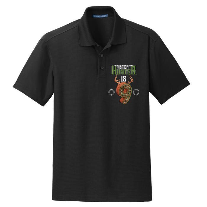 9 Year Old Hunting 9th Birthday Party Deer Hunter Dry Zone Grid Polo