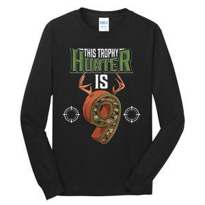 9 Year Old Hunting 9th Birthday Party Deer Hunter Tall Long Sleeve T-Shirt